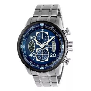Invicta Men's Aviator Watch 22970 Silver/Blue Quartz